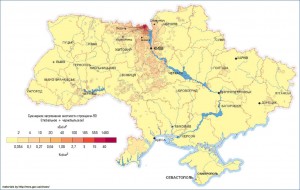 Карта загрязнения 90Sr Украины, 2006 год